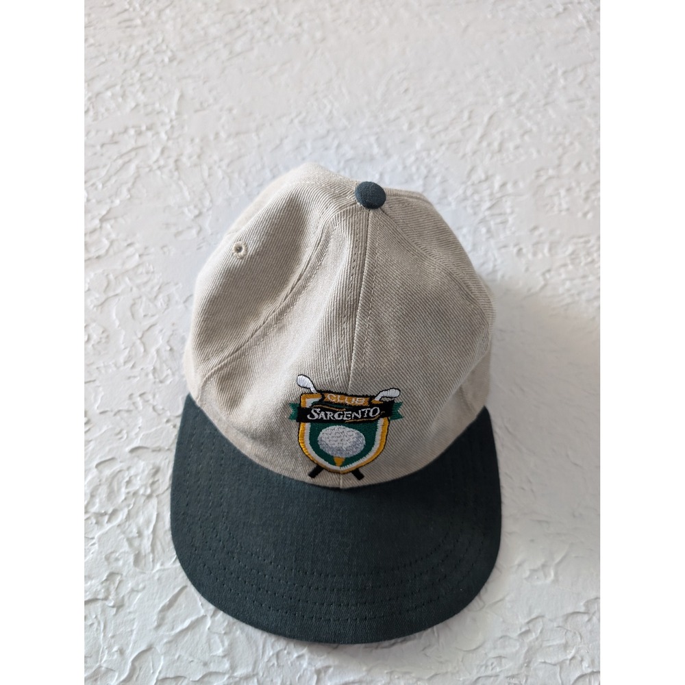 Sargento Vintage Golf Hat Unisex OSFA Cotton Tan Green Made in USA Leather Strap